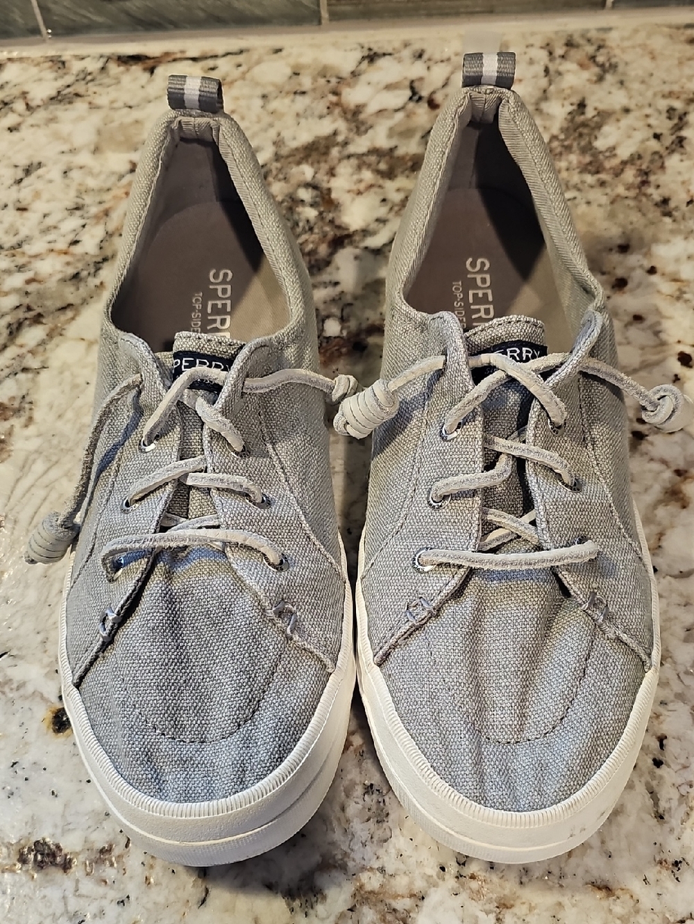 Sperry Light Gray Canvas Top-Sider Sneakers